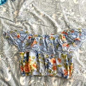 Angie | Off the shoulder top | Size Small | Blue floral |